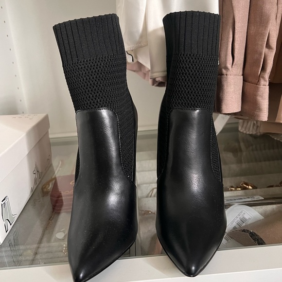 Shoe Dazzle Shoes - Sock and leather booties. Worn only inside for style video